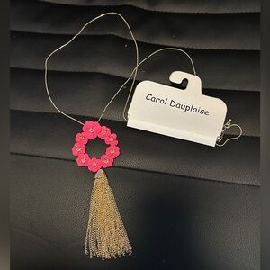 NWT Pink & Gold Necklace by Carol Dauplaise